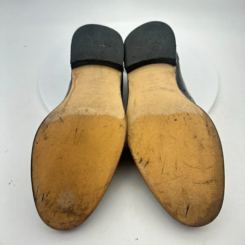 Salamander France Men Size 7.5 EU 40 Tasseled Loafer Slip On Shoes Black Leather